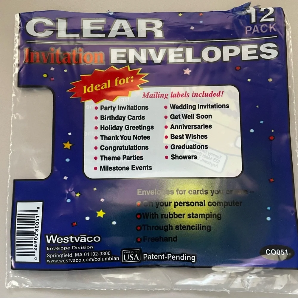 Columbian Clear Invitation Envelopes 12 Pack